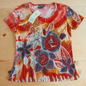 NEW WITH TAGS Roxxi Ladies Top - Short Sleeve with beads & Sequins bling (3725)